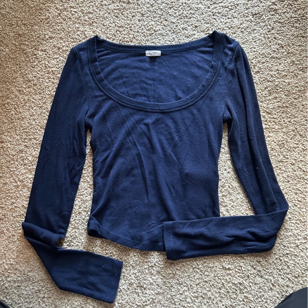 Garage Deep Blue Ribbed Top